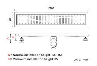 Душевой лоток Gappo G87007-36 70 см чёрный